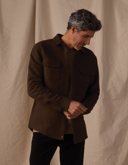 Heavyweight Chamois Overshirt in Dark Brown
