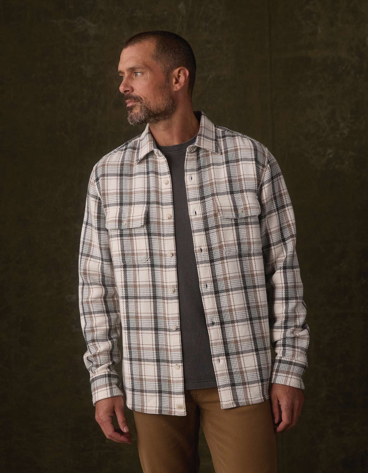 Mountain Textured Overshirt in Winter White Plaid