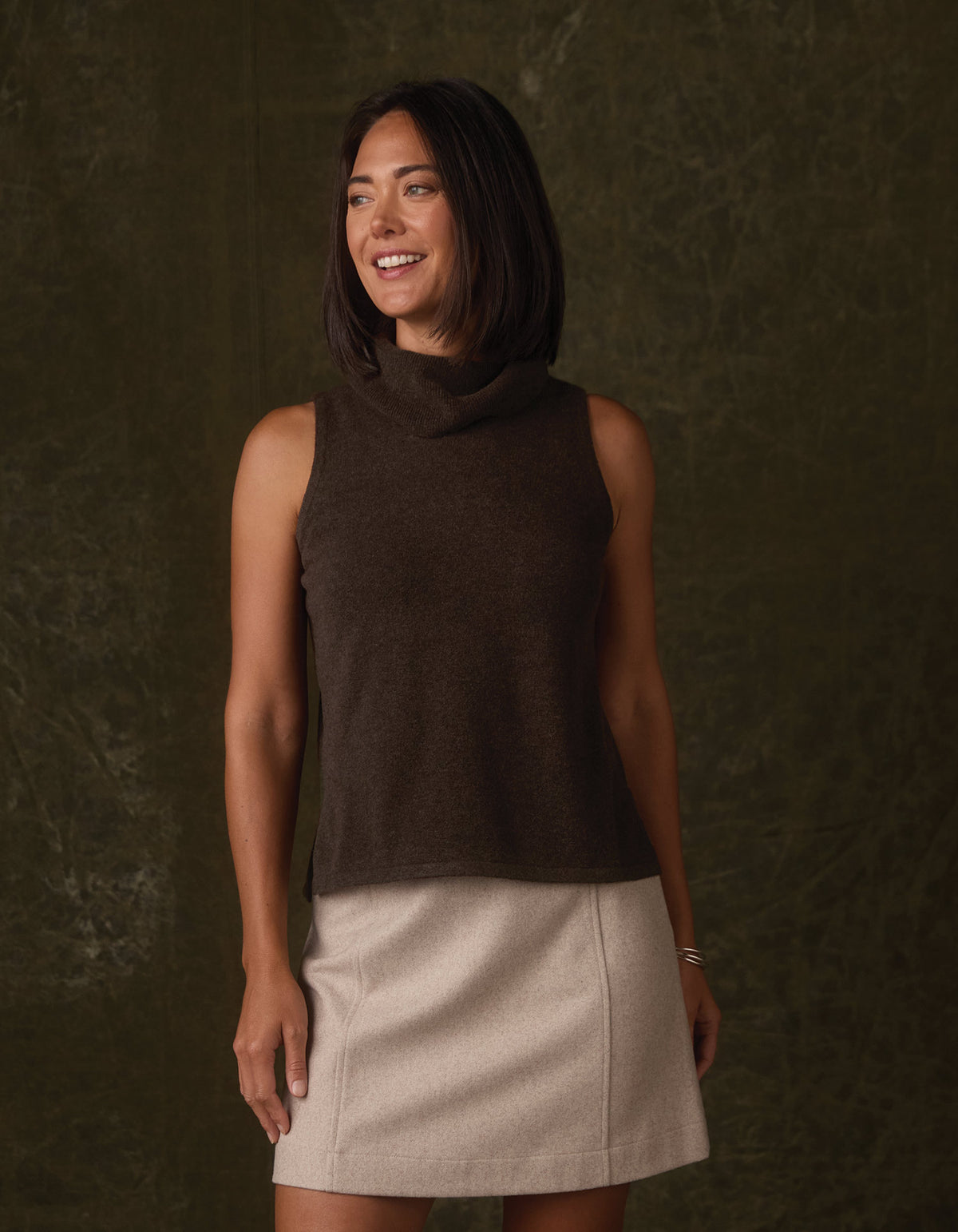 Arvada Hi-Neck Sweater Tank in Umber