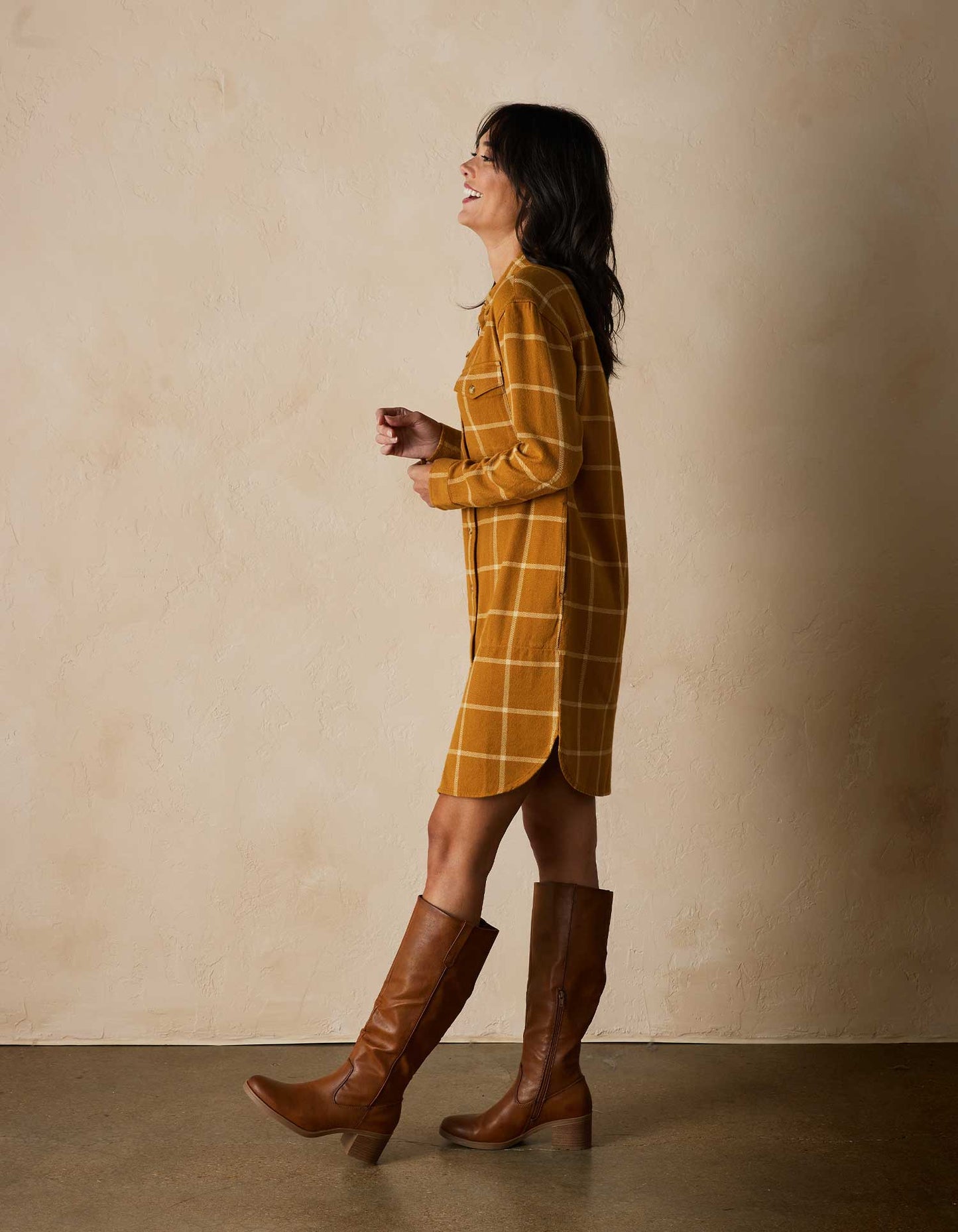 Mountain Shirt Dress in Palomino Plaid