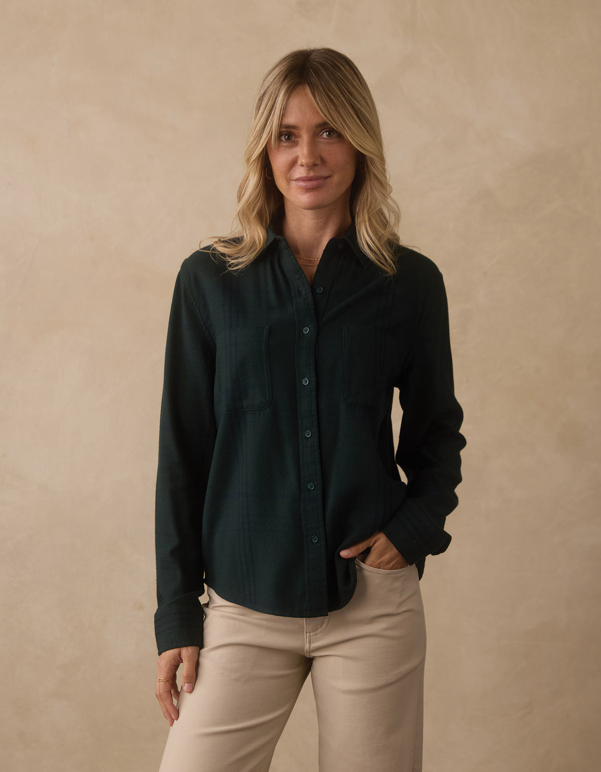 Softloom Flannel Button Up in Emerald Plaid