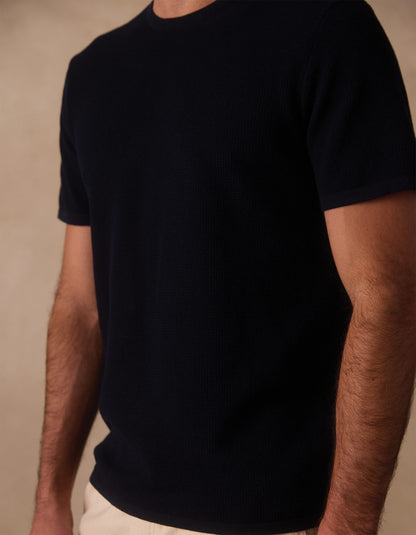 Driftknit Sweater Tee in Navy