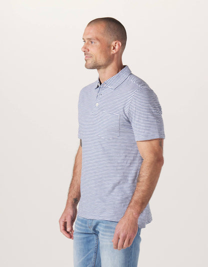 Vintage Slub Pocket Polo in Blue Stripe