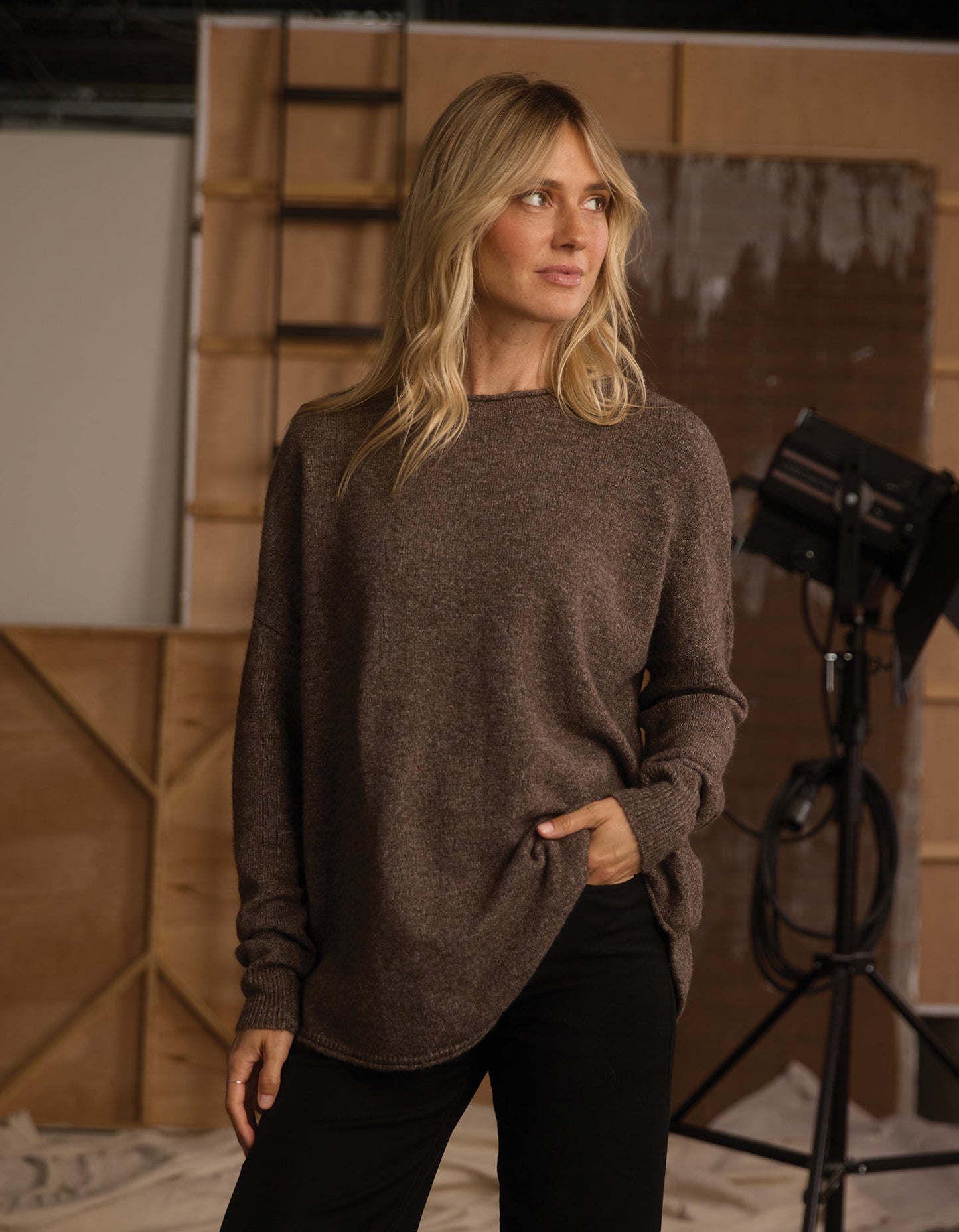 Marianna Crewneck Sweater in Chestnut
