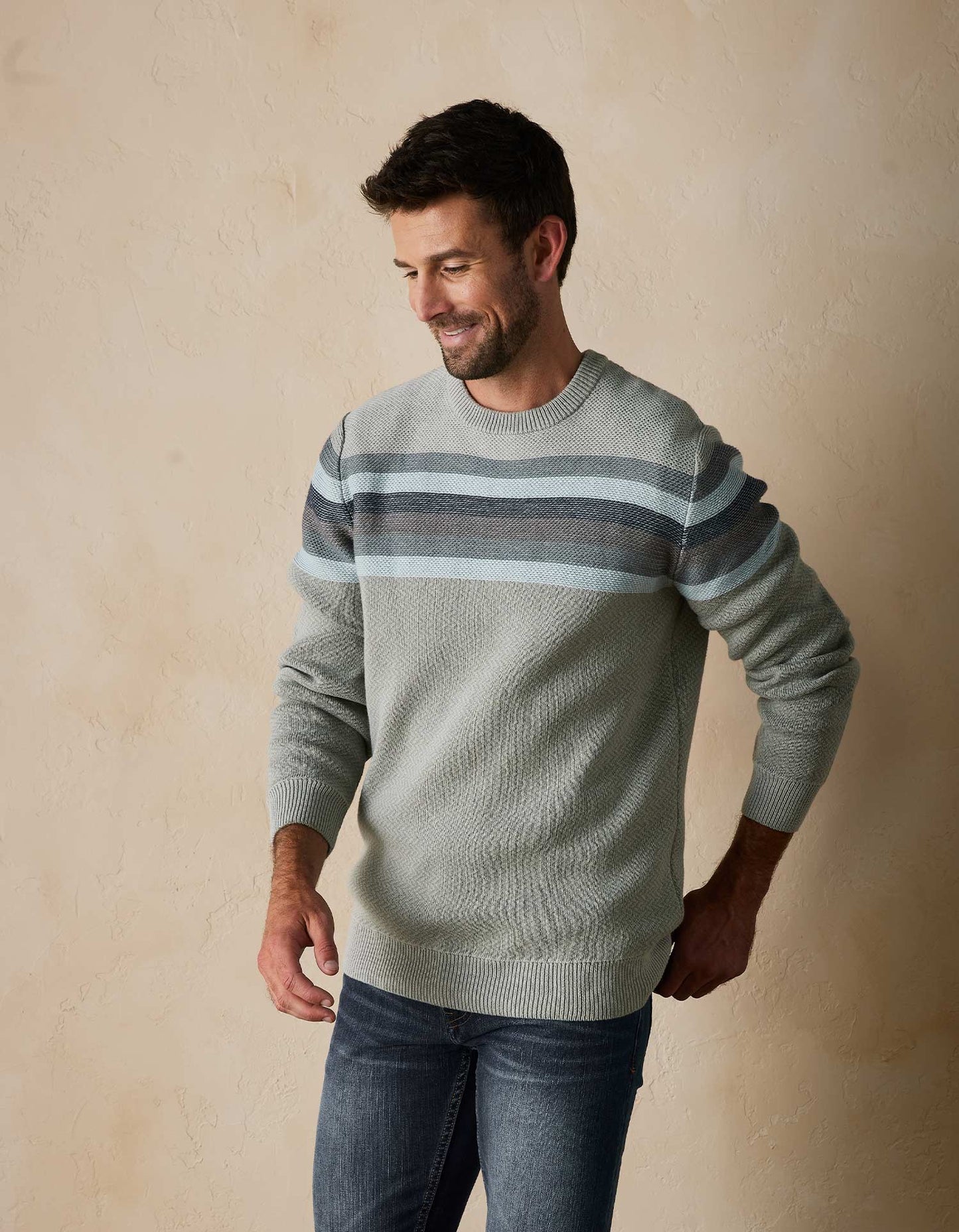 Striped Ski Sweater in Grey Multi