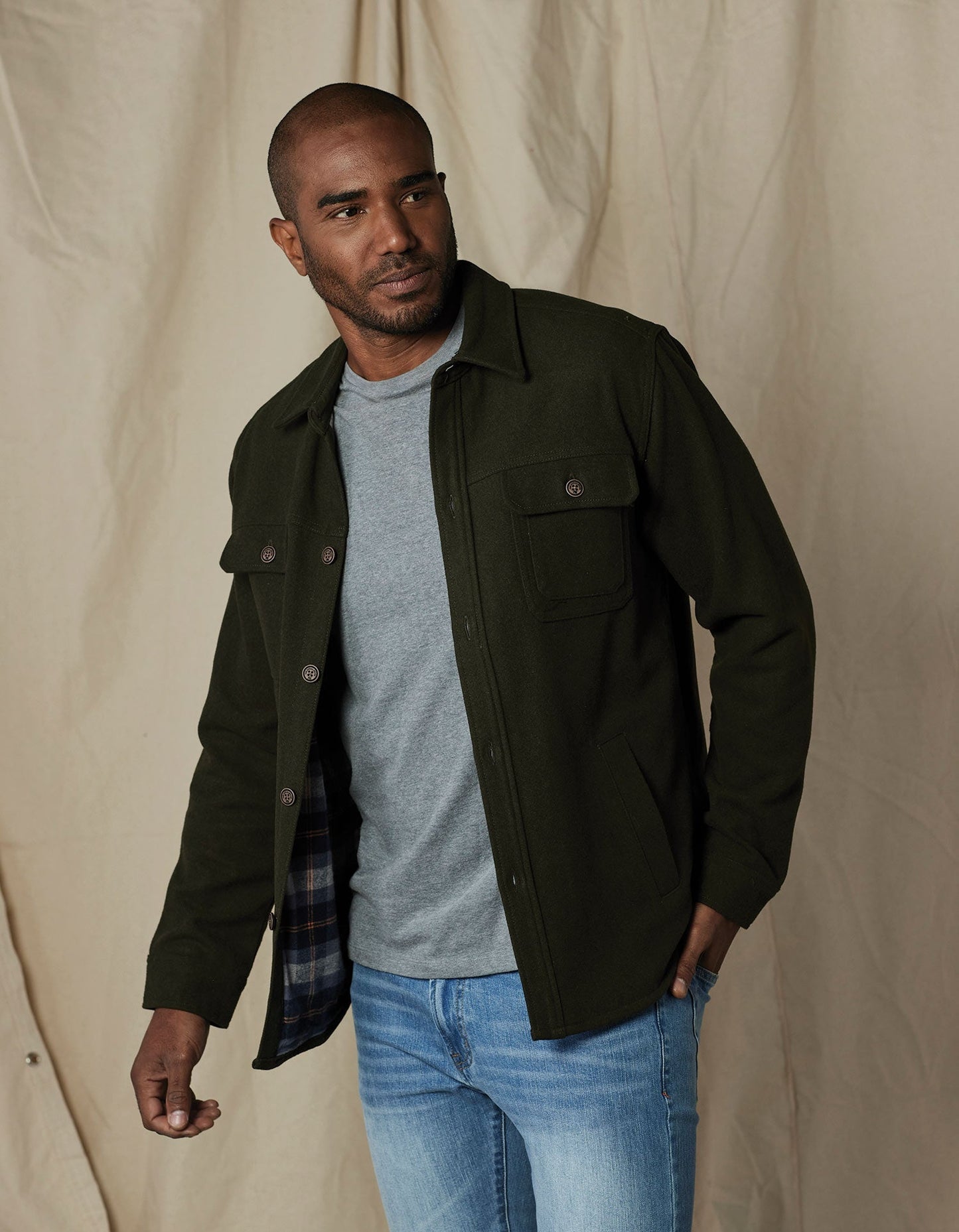 Brightside Flannel Lined Workwear Jacket in Green