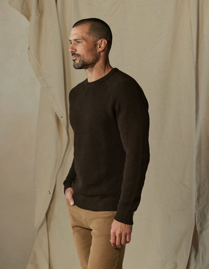 Moss Stitch Crew in Umber