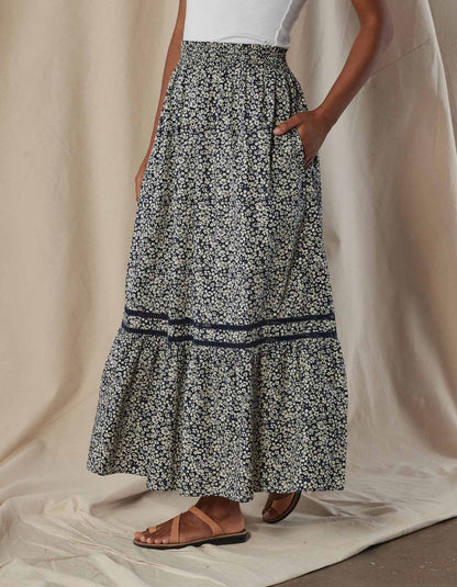 Marlo Tiered Skirt in Bluebell