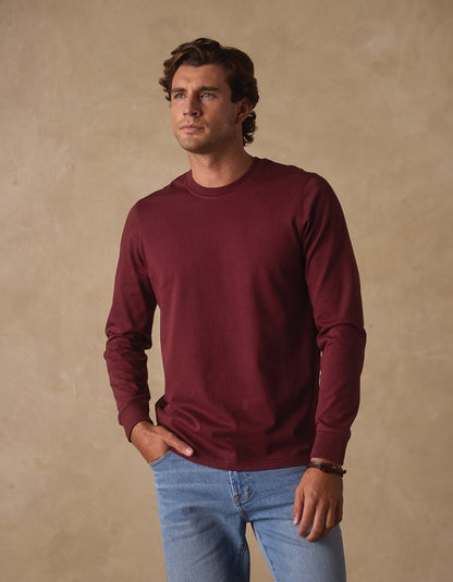 Lennox Jersey Long Sleeve Tee in Port Wine