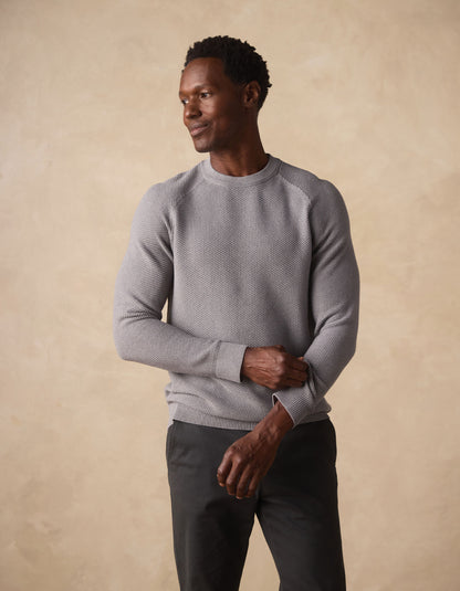 COOLMAX® Textured Crewneck Sweater in Greystone