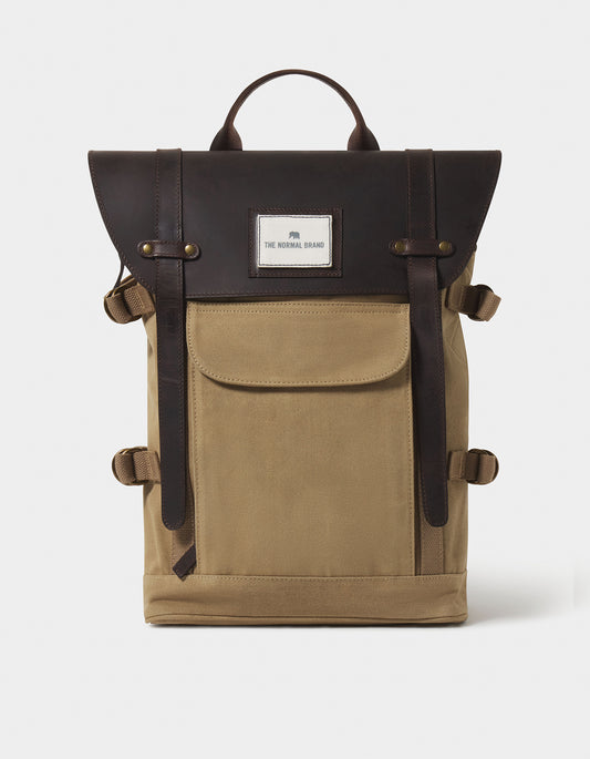 Top Side Leather Backpack in Tan