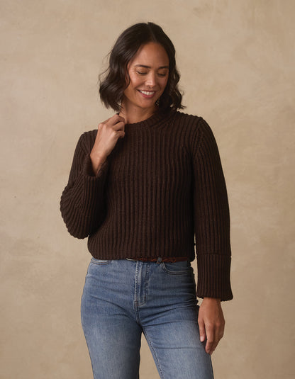 Willow Marled Crewneck Sweater  in Umber Marl