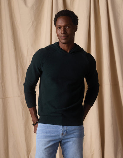 COOLMAX® Textured Hoodie Sweater in Varsity Green