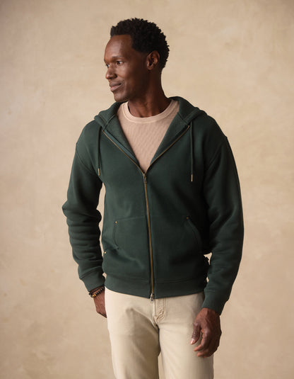 Normal Fleece Full Zip Hoodie in Varsity Green