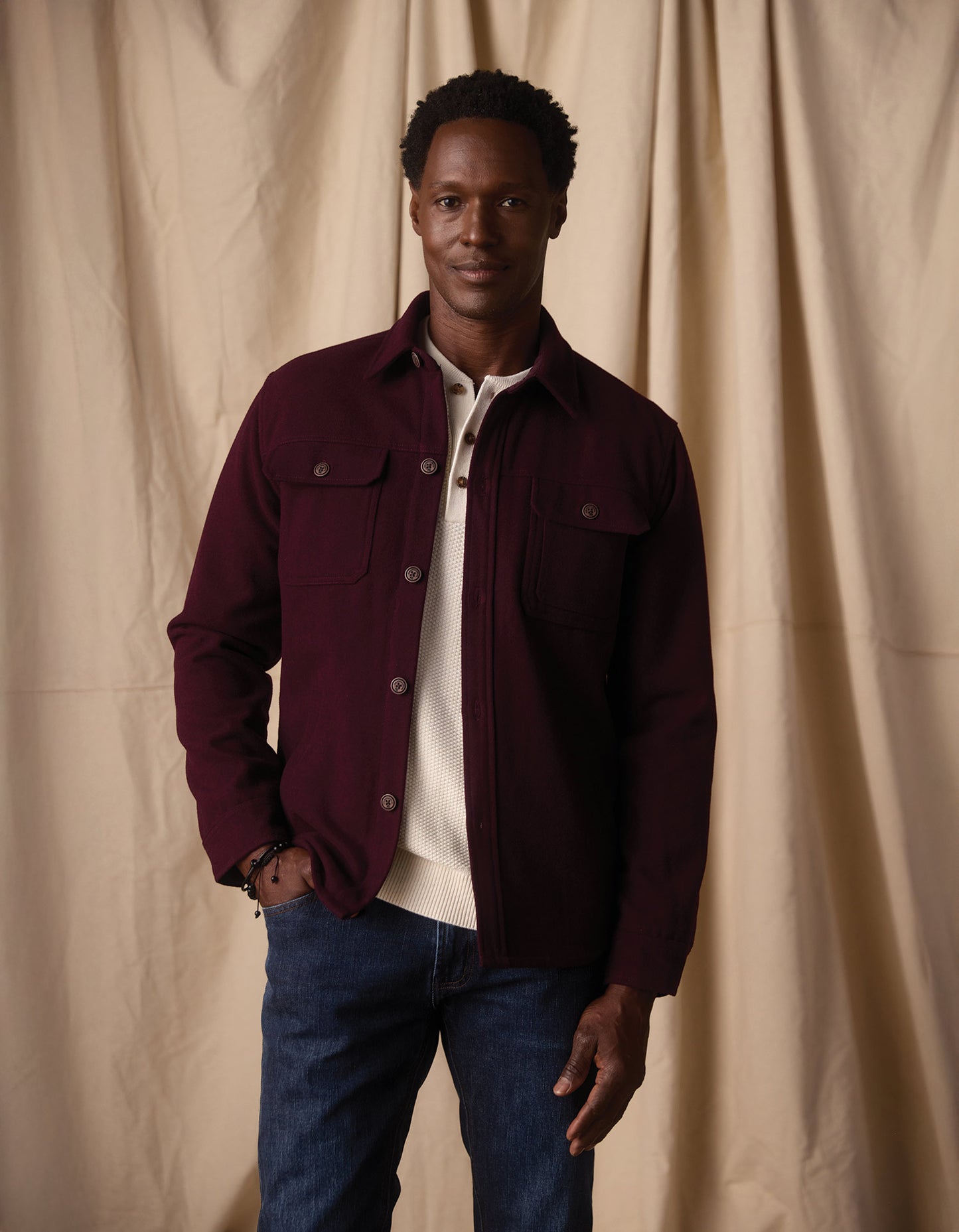 Brightside Flannel Lined Workwear Jacket in Port Wine