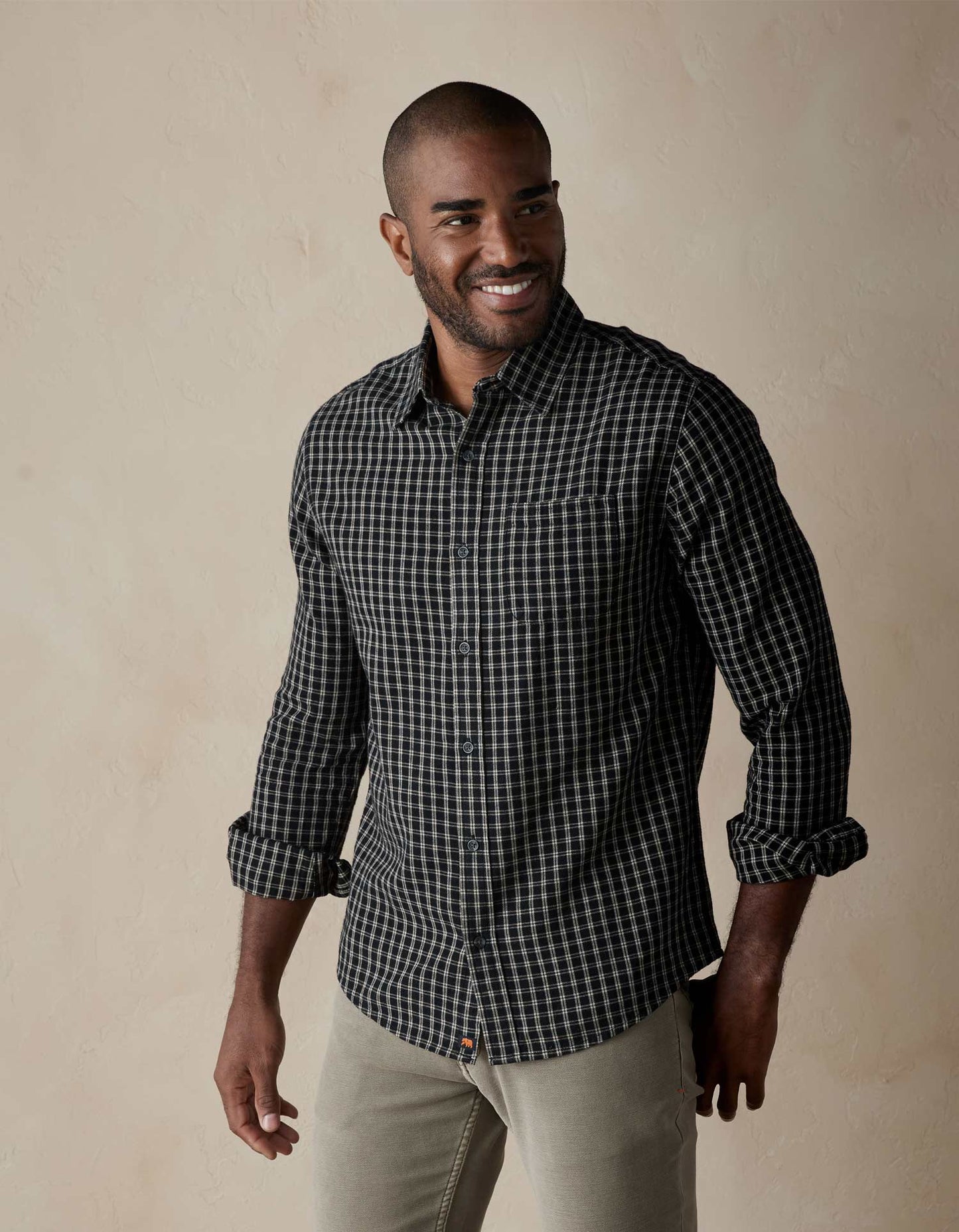 Nikko Button Up Shirt in Black Plaid