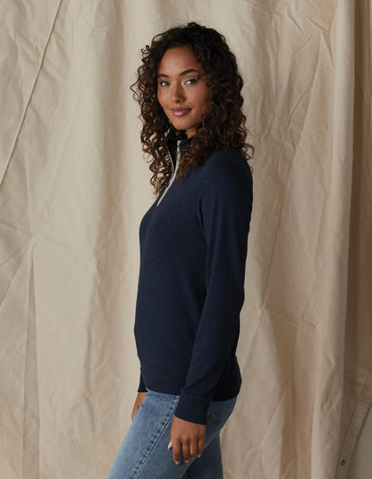 Puremeso Weekend Companion Quarter Zip in Navy