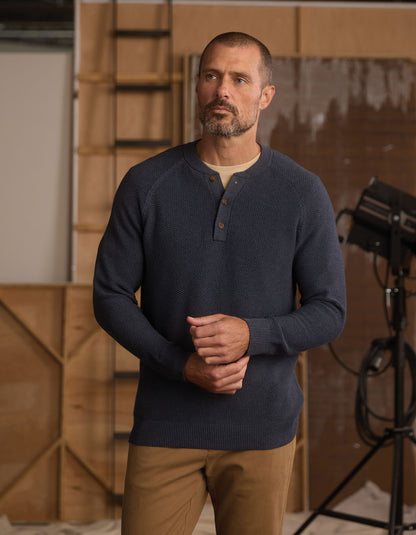 COOLMAX® Textured Sweater Henley in Waterloo