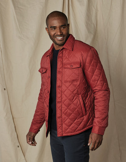 Quilted Sherpa Lined Shacket in Scarlet