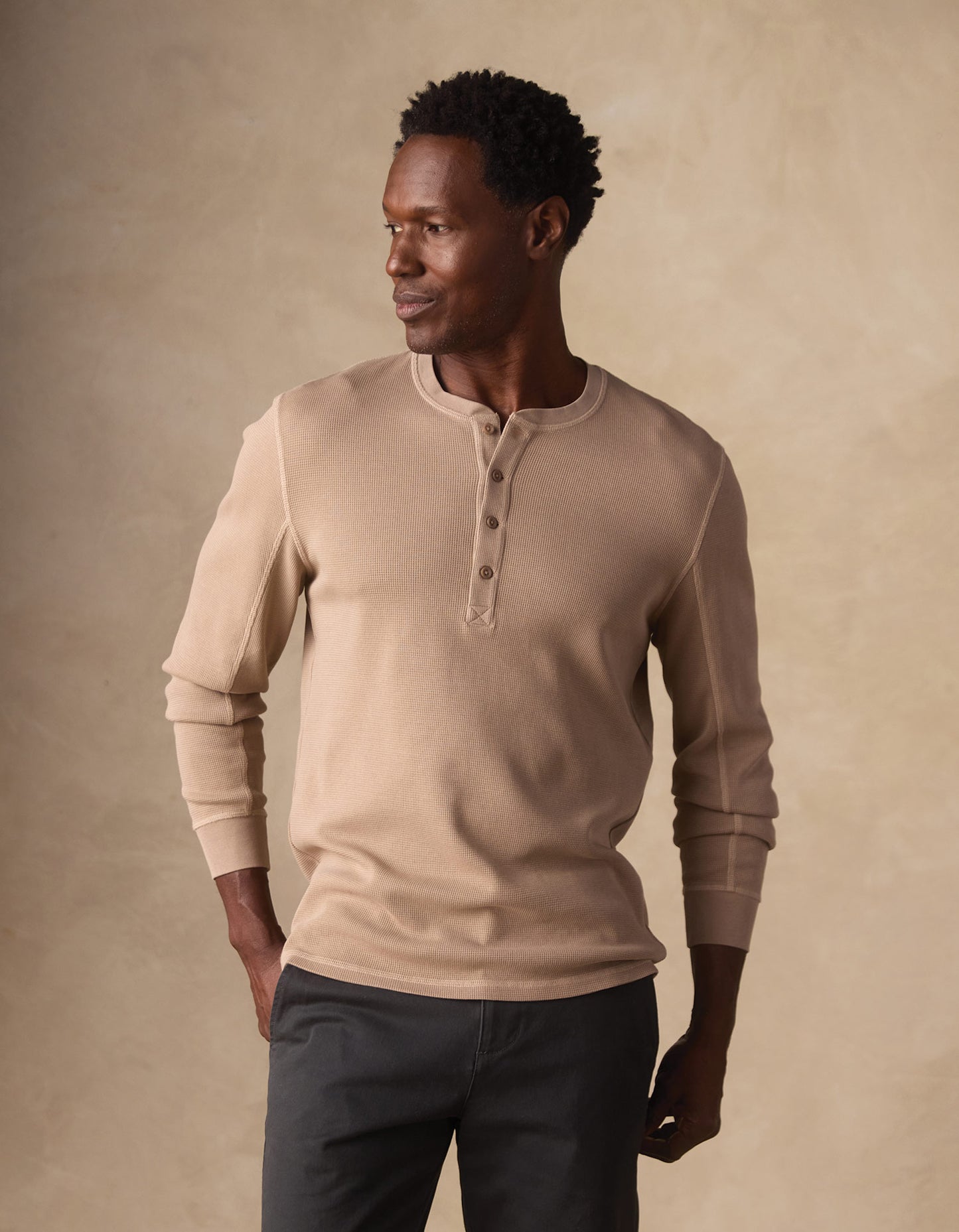 Vintage Thermal Mountain Henley in Mink