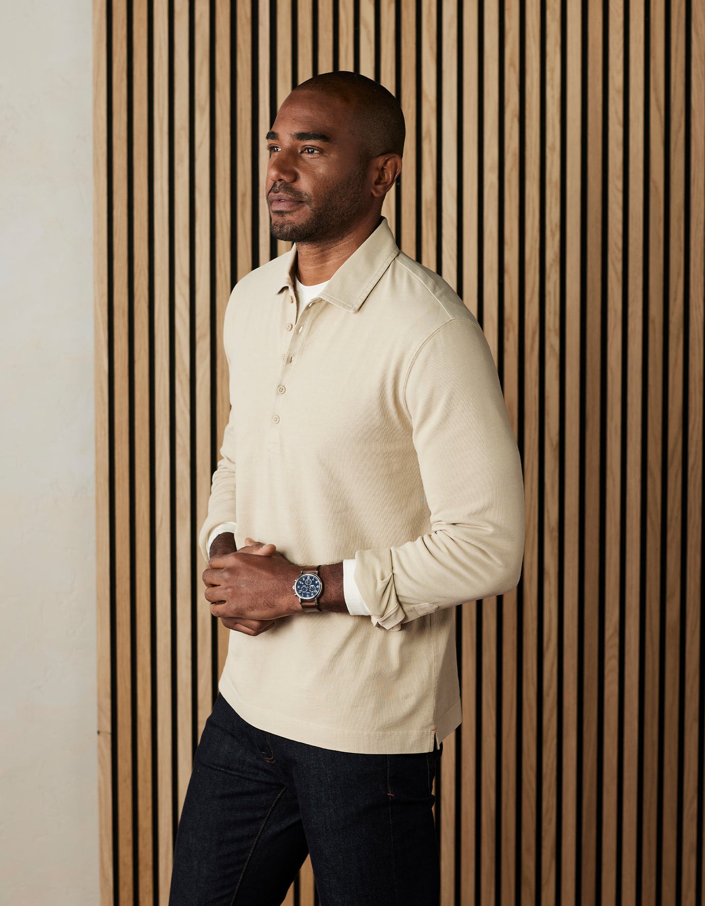 Lennox Jersey Polo in Oat