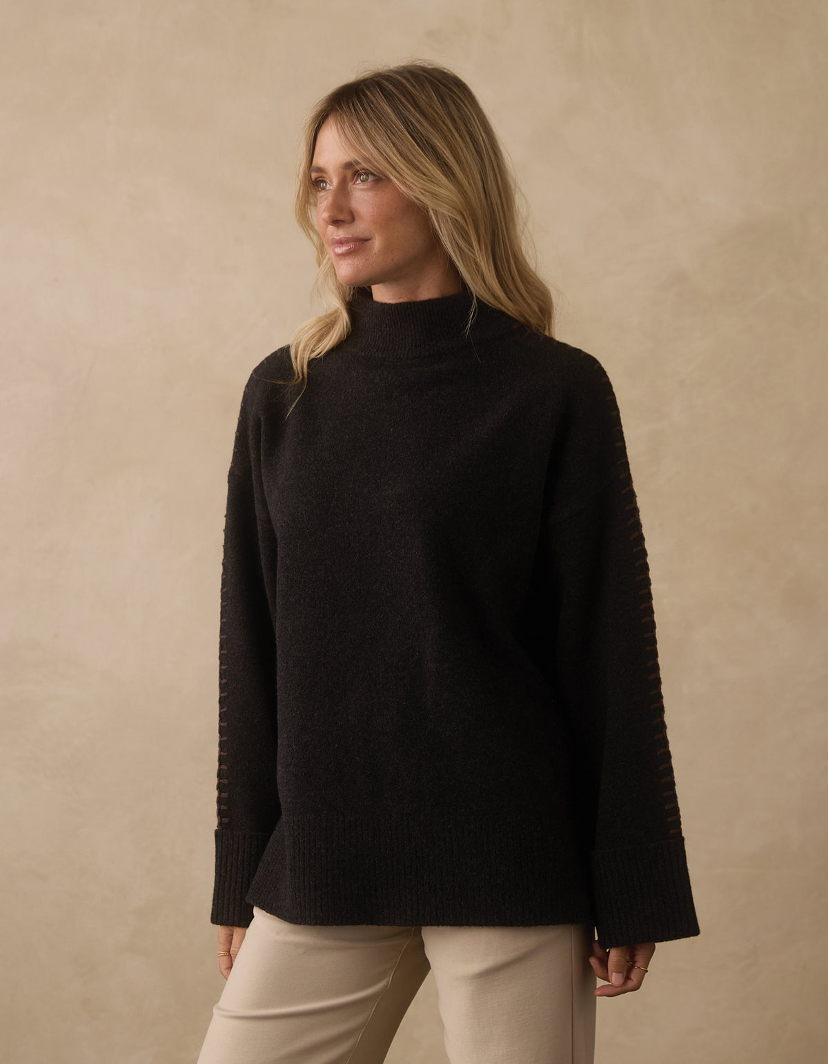 Craft Stitch Sweater in Heather Black