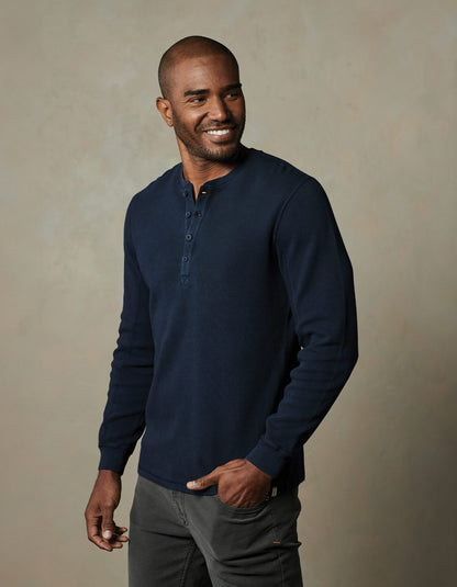 Vintage Thermal Mountain Henley in Dark Indigo