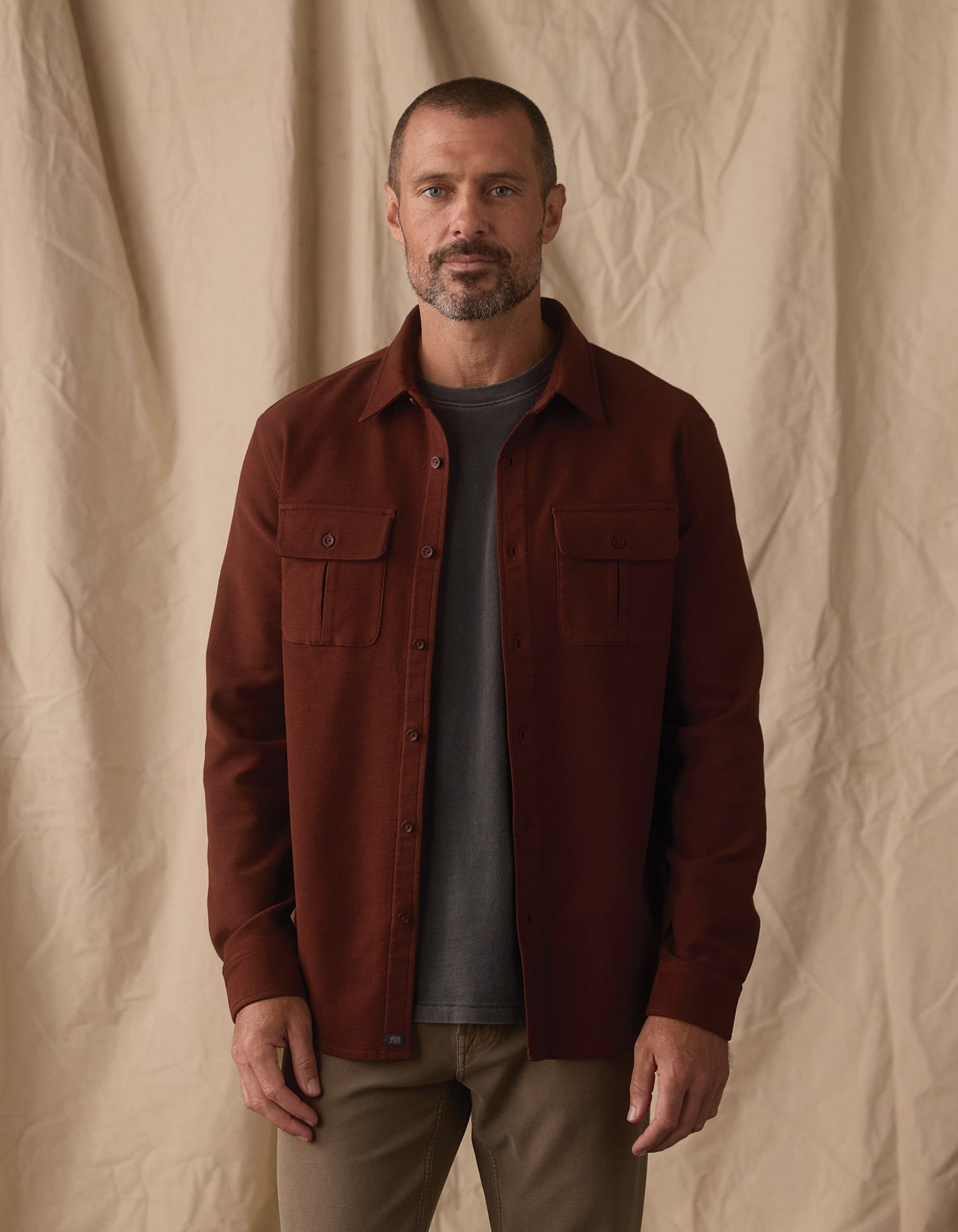 Comfort Terry Shirt Jacket in Spiced Brandy