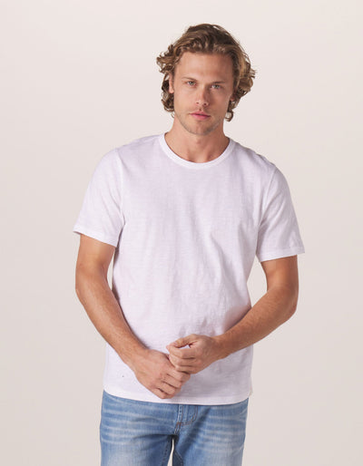 Legacy Jersey Perfect Tee in White On Model from Front