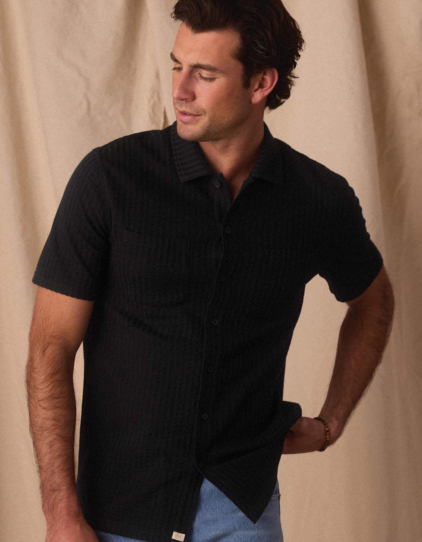 Knit Getaway Button Up in Black