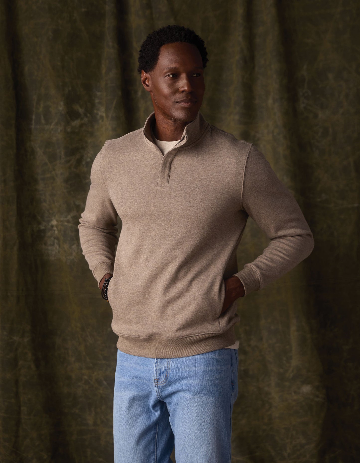 Fleece Puremeso Quarter Zip in Dark Taupe