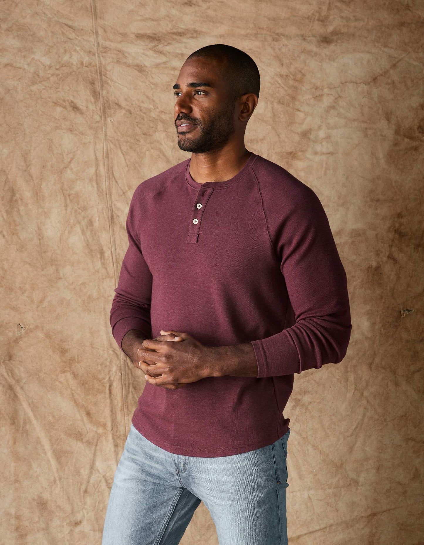 Puremeso Everyday Henley in Wine