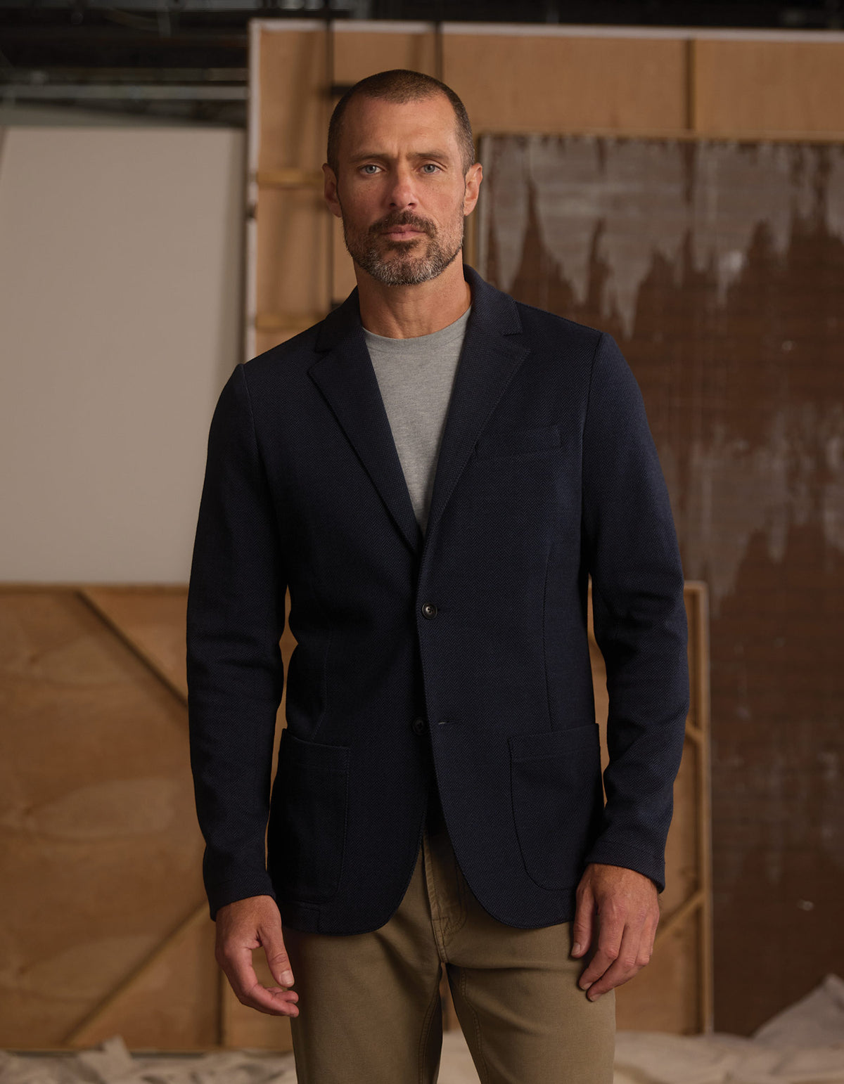 Stretch Knit Blazer in Normal Navy