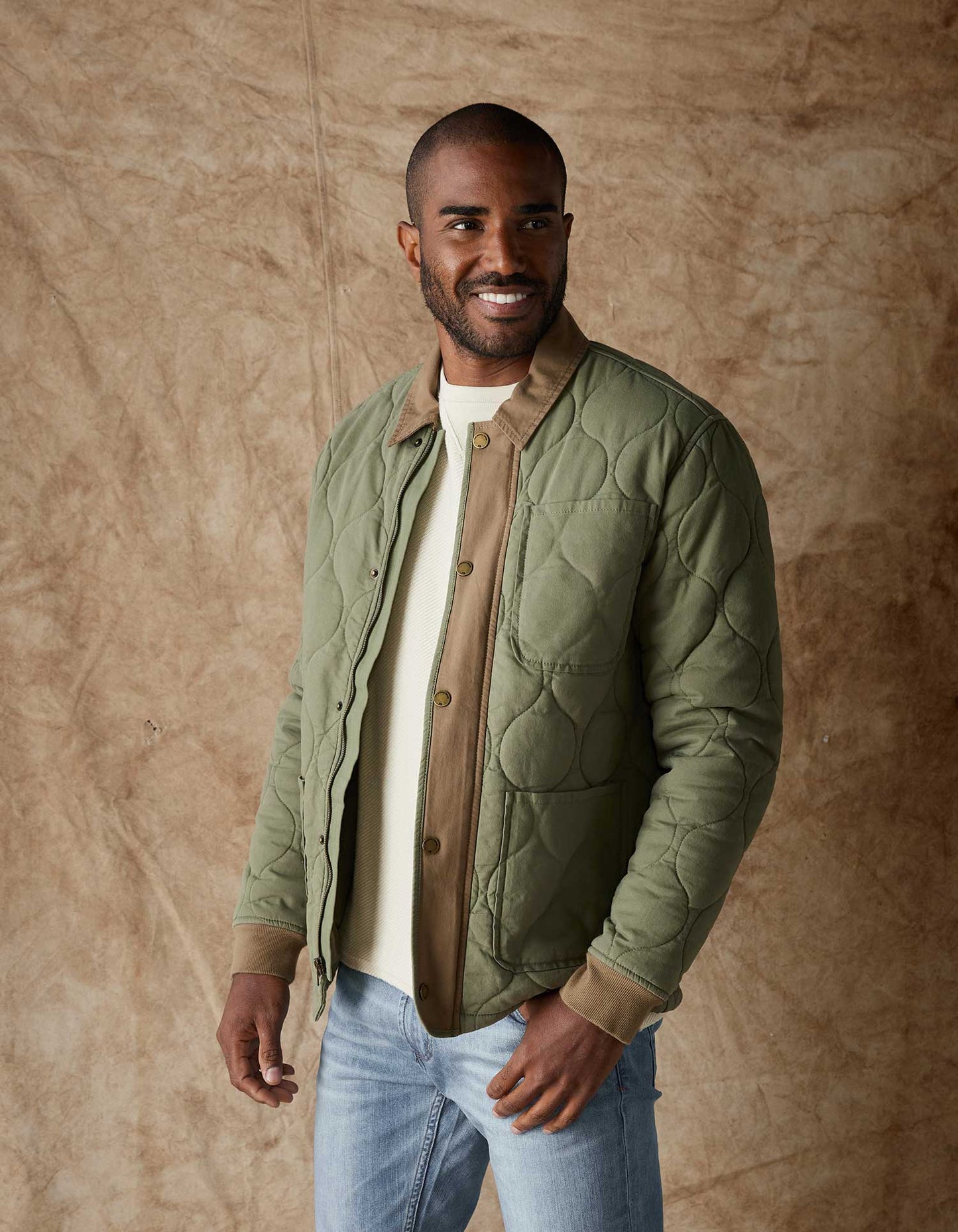 James Canvas Liner Jacket in Moss/Cedar