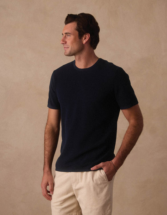 Driftknit Sweater Tee in Navy