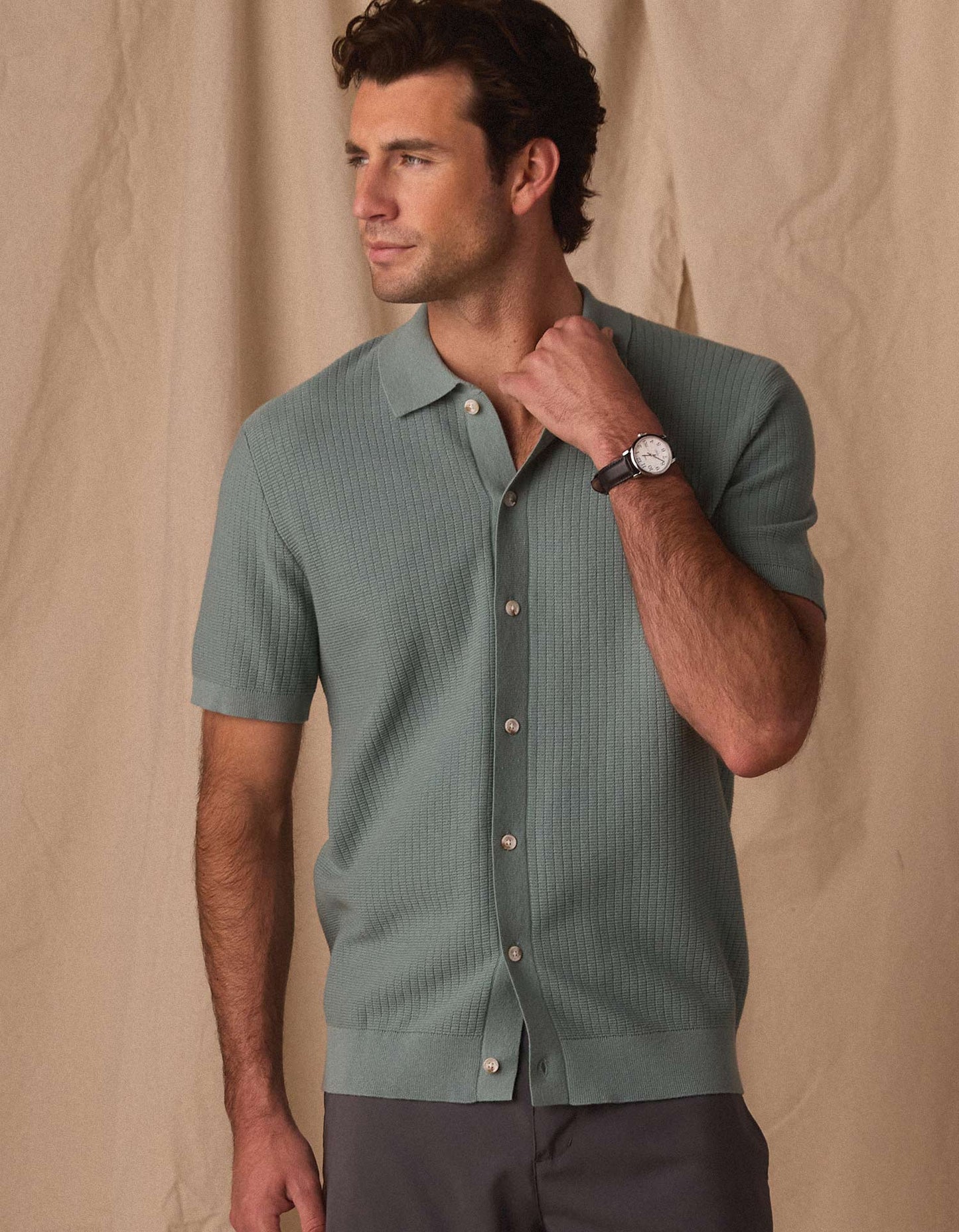 Breezeknit Button Up in Juniper