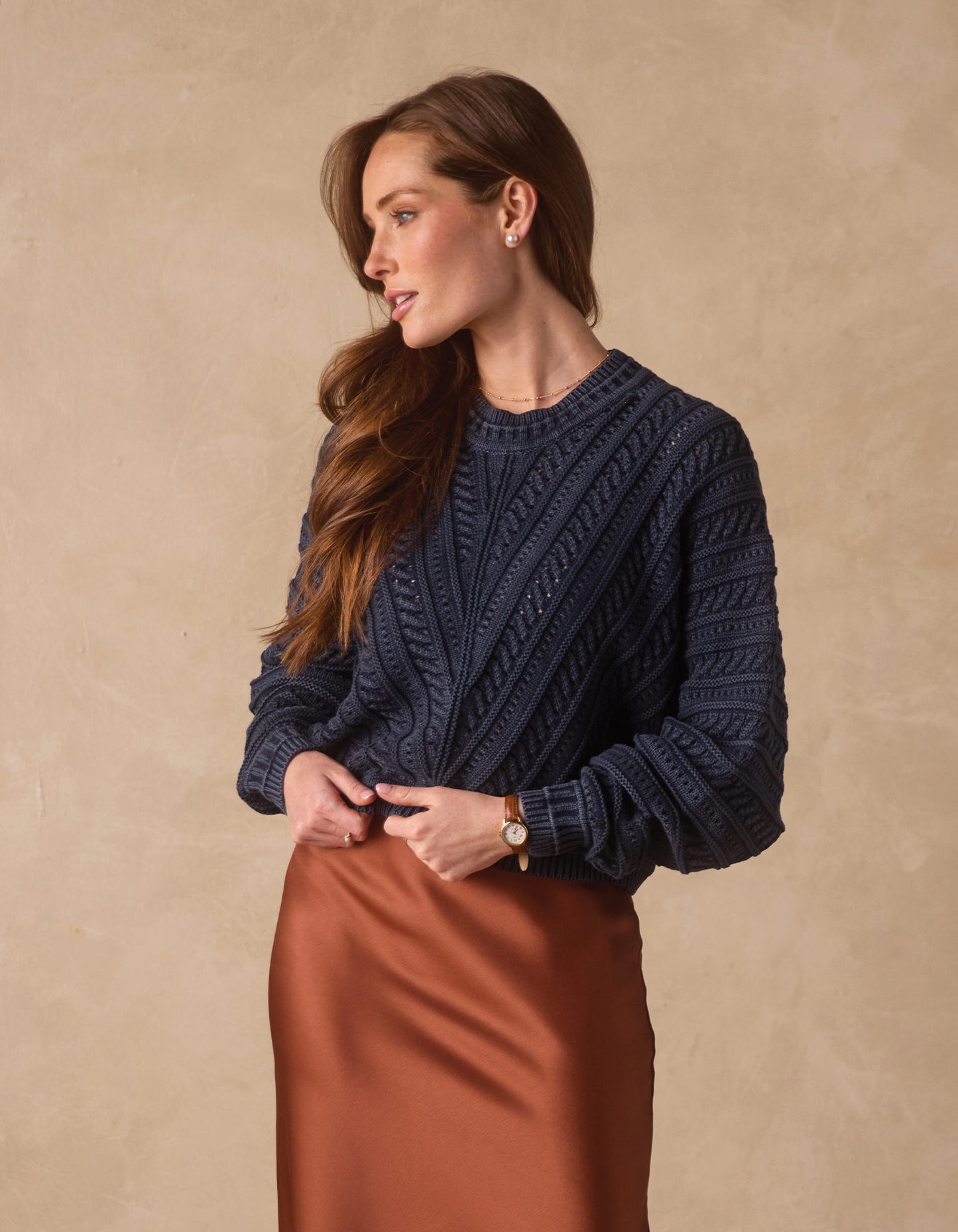 Apres Chevron Sweater in Washed Indigo