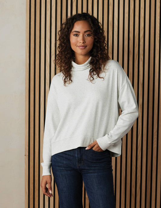 Puremeso Funnel Neck Pullover in Stone