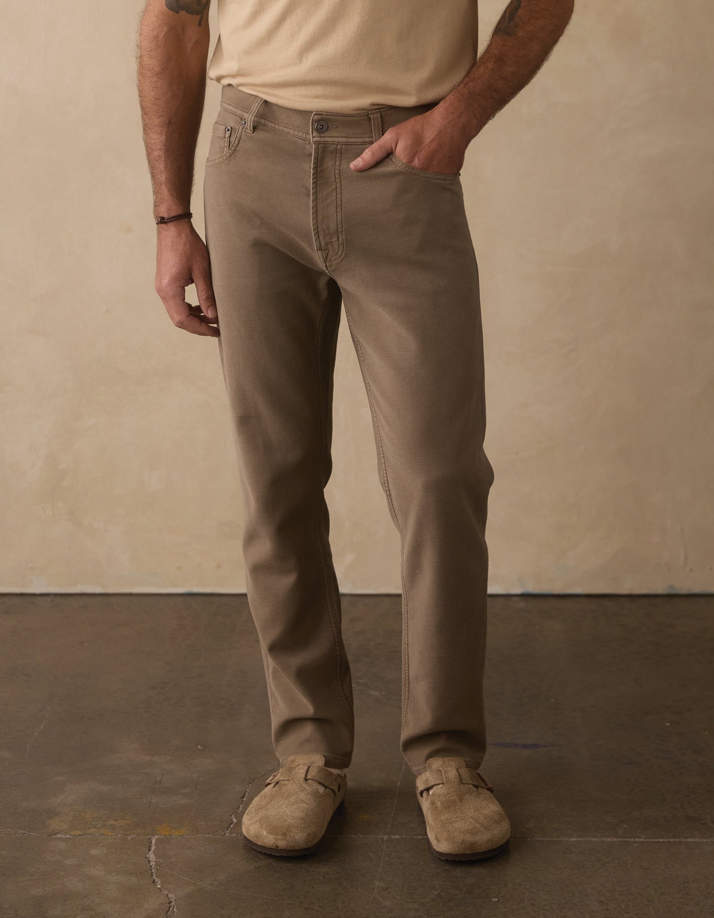 Comfort Terry Straight Pant in Taupe