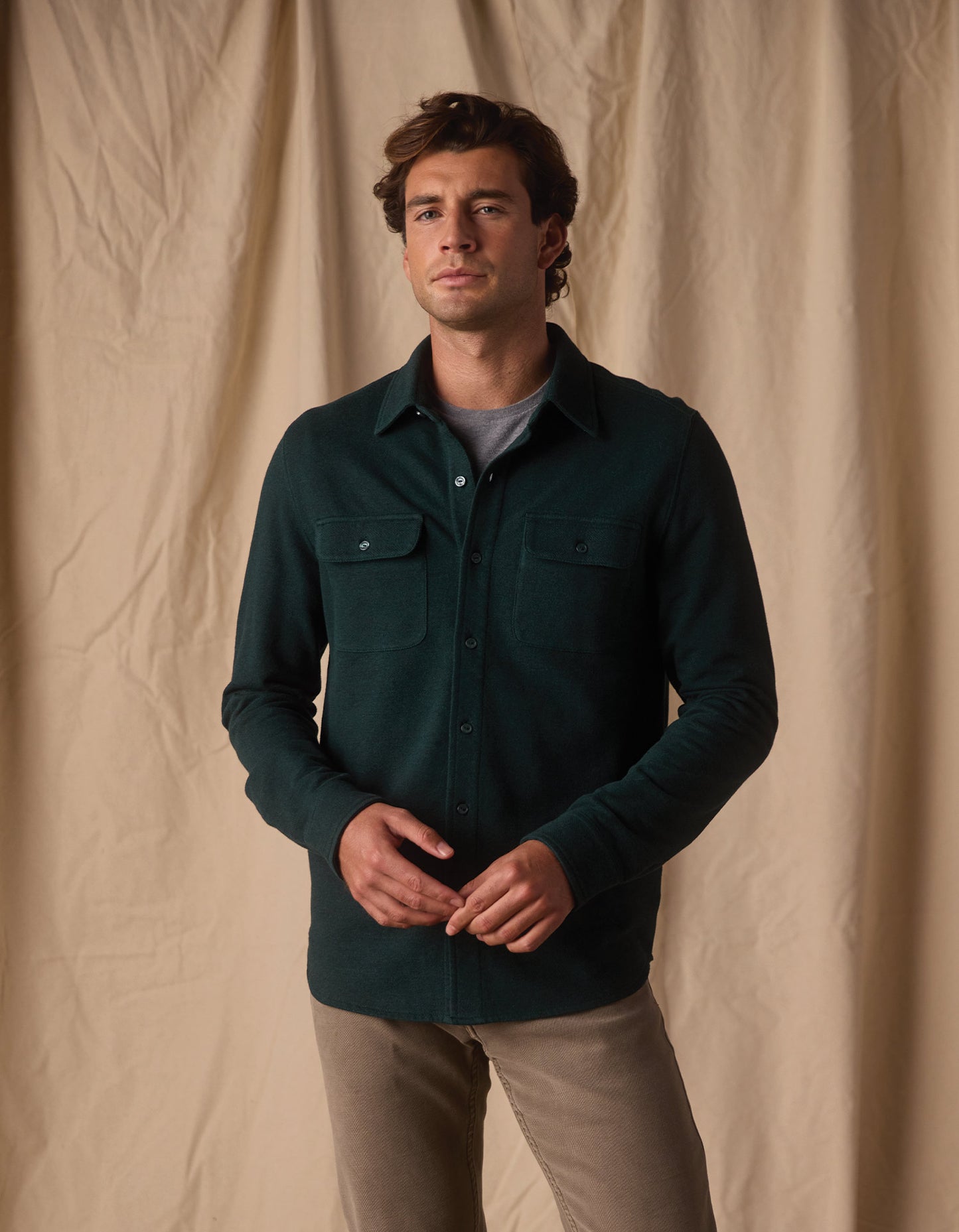Textured Knit Shirt in Emerald