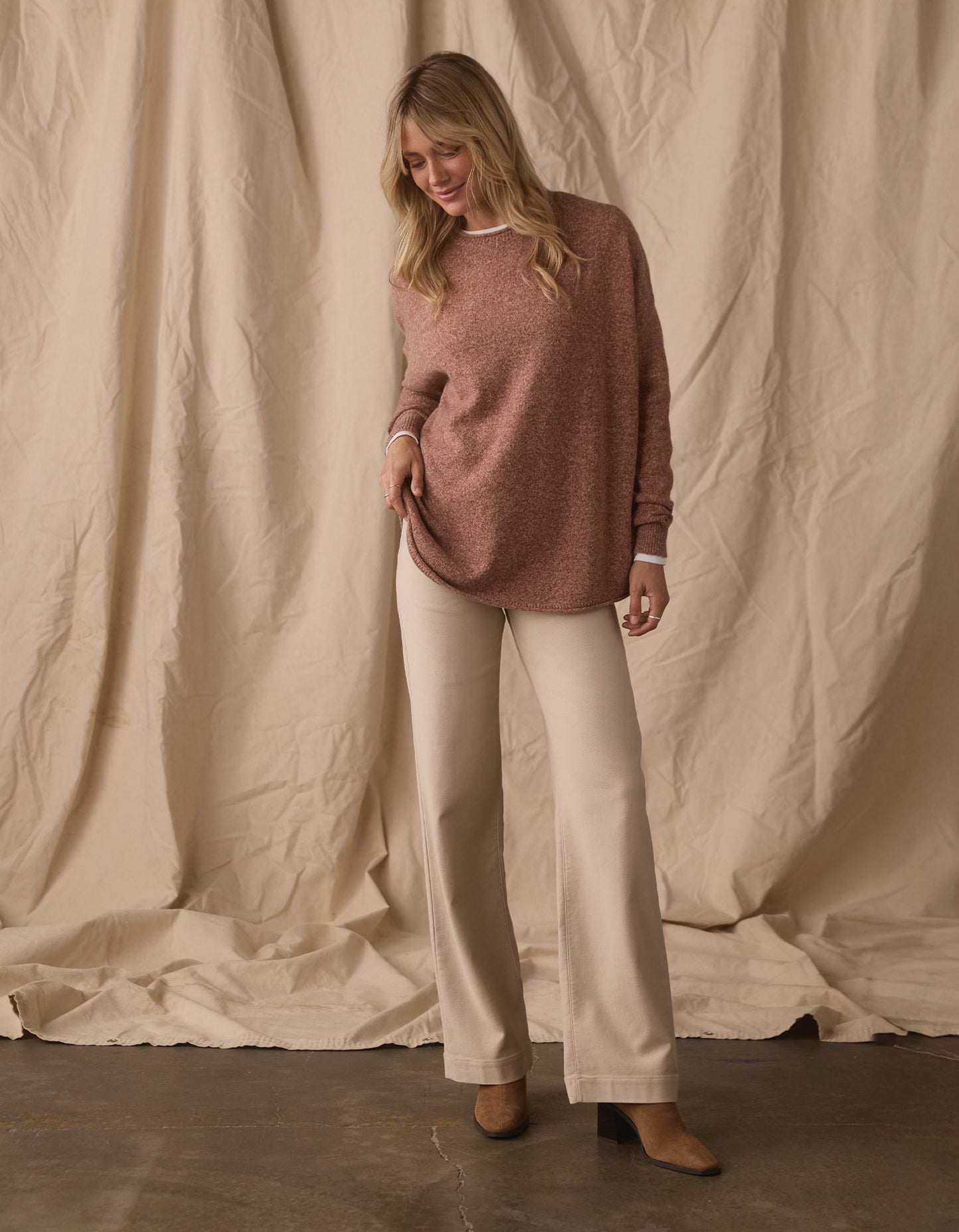 Marianna Crewneck Sweater in Mineral Red