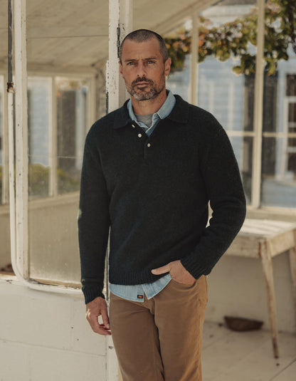 Homebound Polo Sweater in Dark Sea