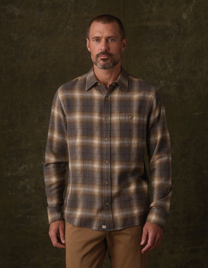 Hudson Double Brushed Flannel in Heathered Grey Plaid