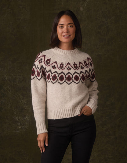 Astrid Fair Isle Sweater in Port Wine Multi — front view