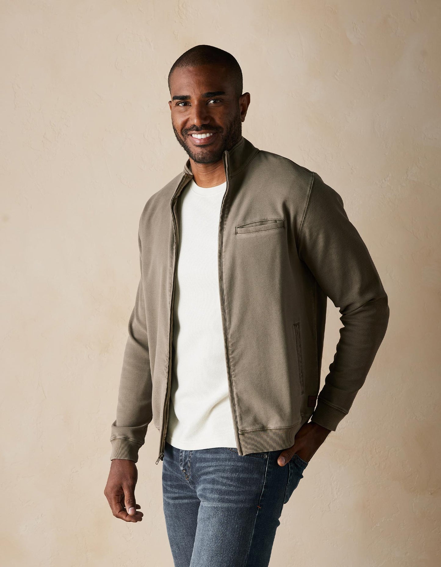 Comfort Terry Bomber in Taupe