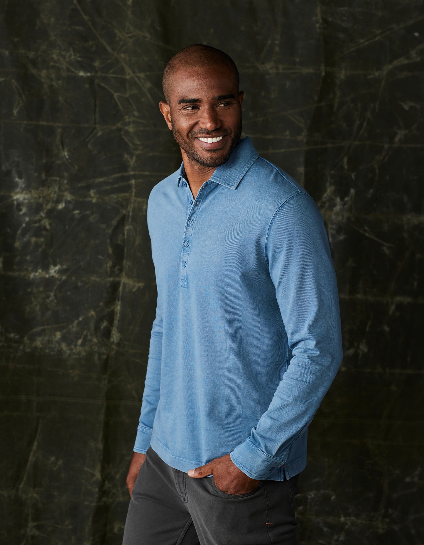 Lennox Jersey Polo in Slate Blue