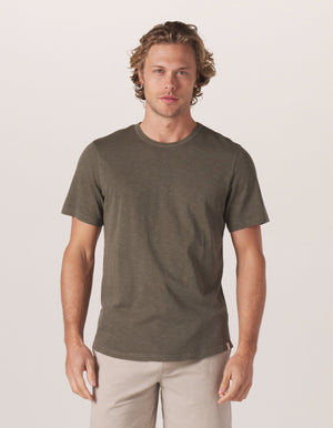 Legacy Jersey Perfect Tee in Olive On Model from Front