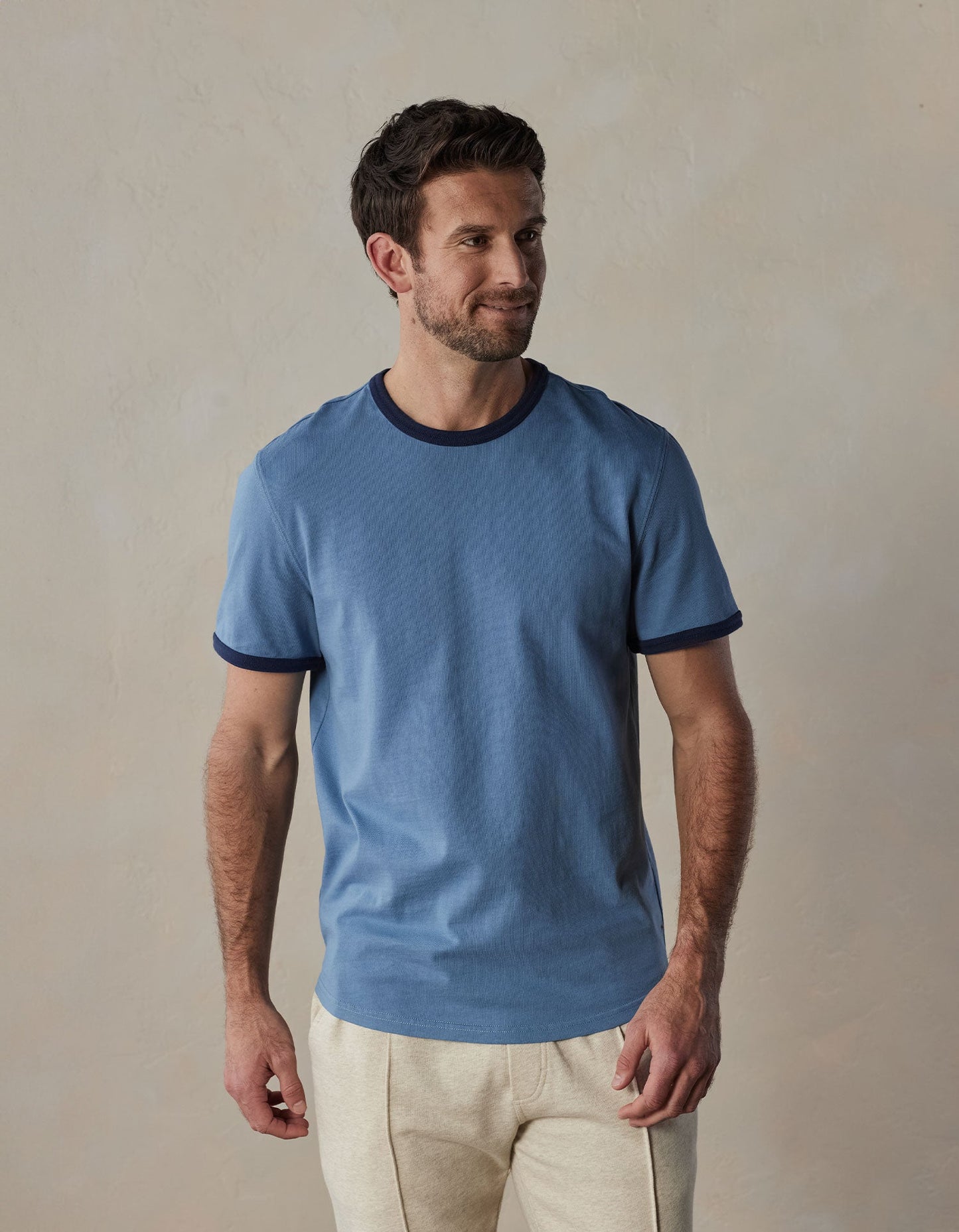 Lennox Jersey Ringer Tee in Riverway/Navy