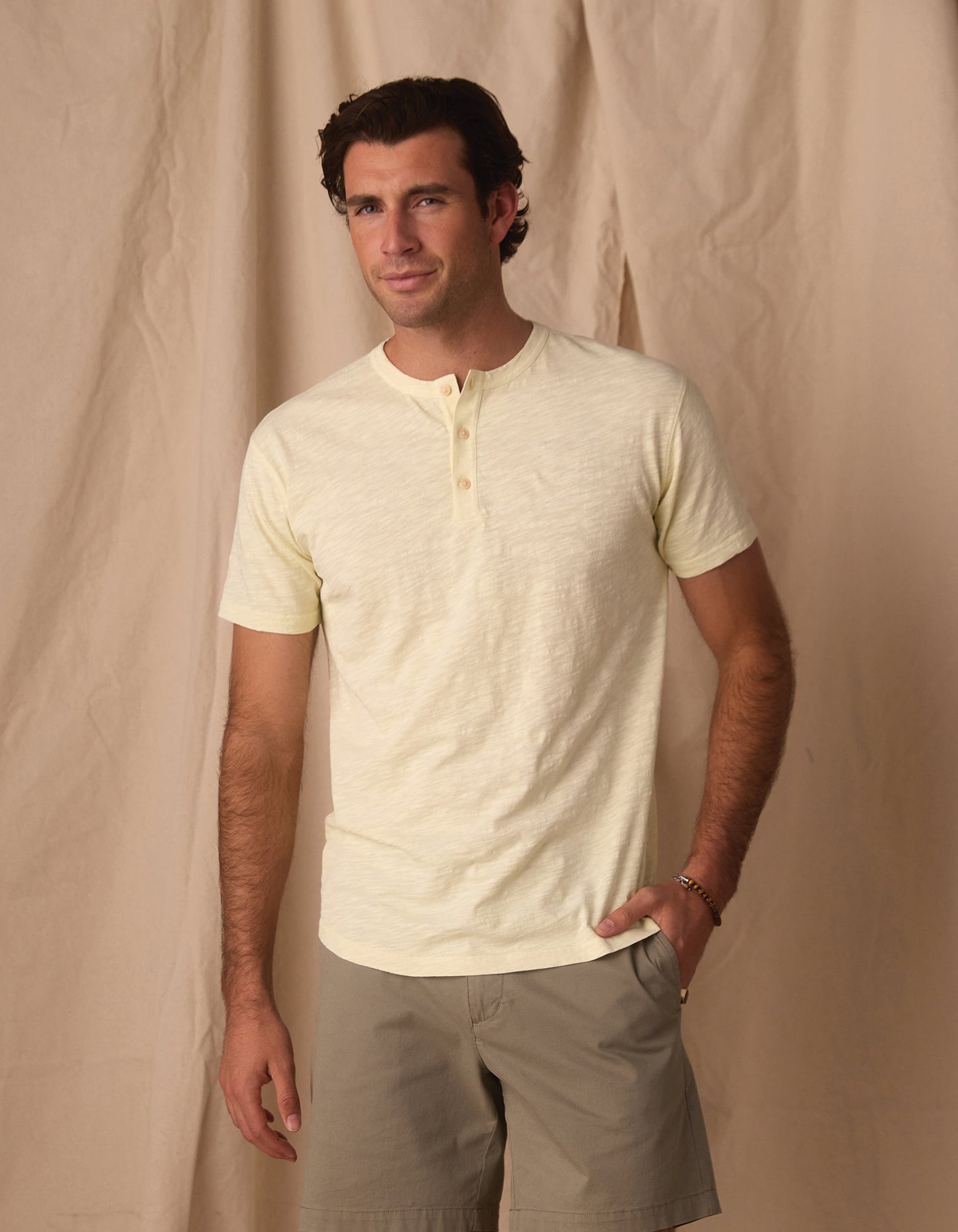 Vintage Slub Henley in Pear Sorbet