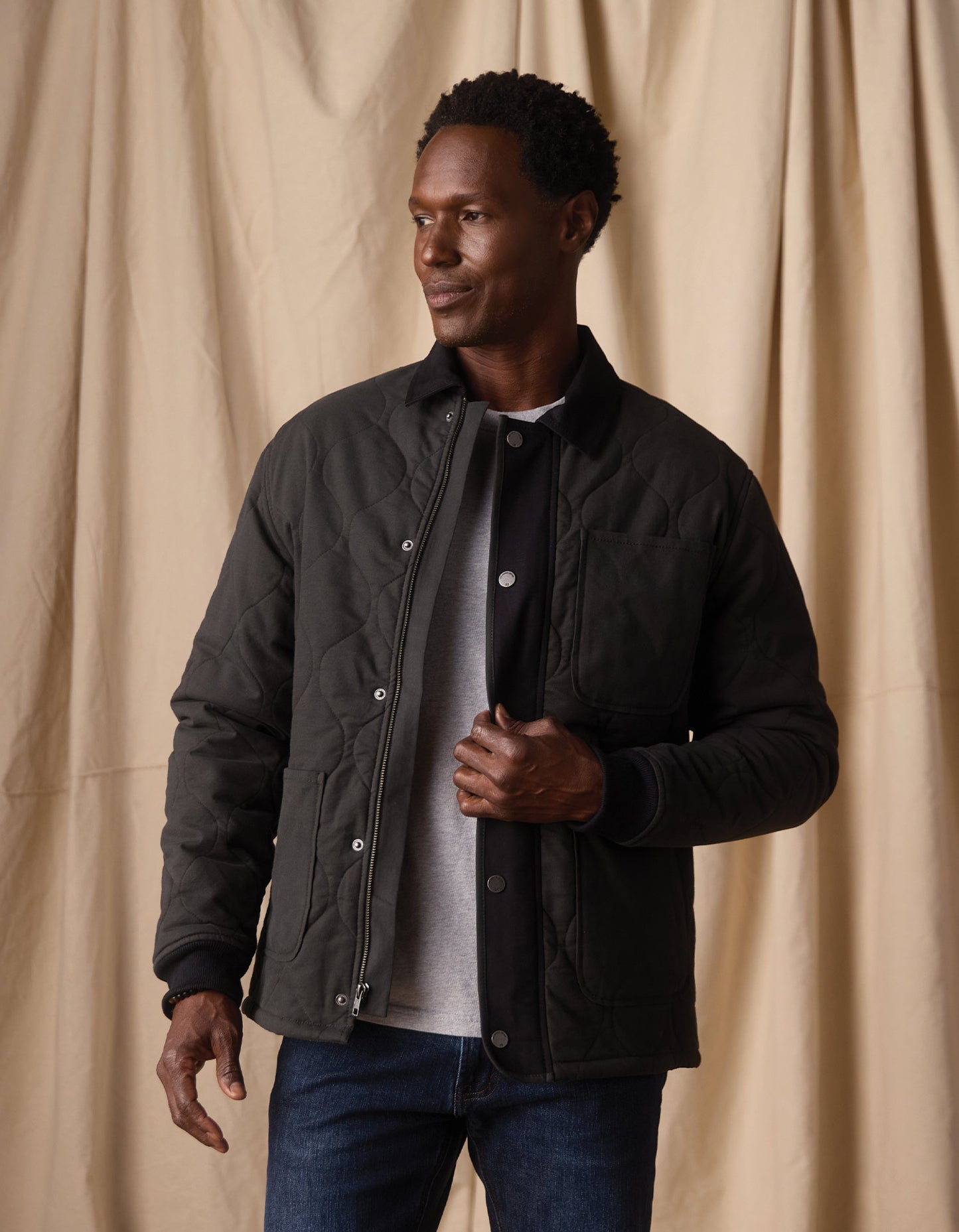 James Canvas Liner Jacket in Phantom/Black